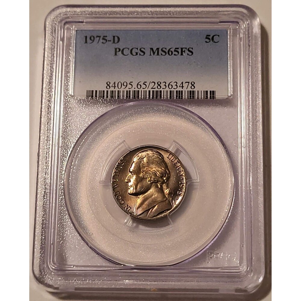 1975 D Jefferson Nickel MS65 FS PCGS Toning